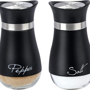 Refillable Salt and Pepper Shakers Set, (Crazystorey) Glass Spice Shakers Seasoning Container with Air-Tight Stainless Steel Lid Kitchen Essential for Home Cooking Camping BBQ, Set of 2