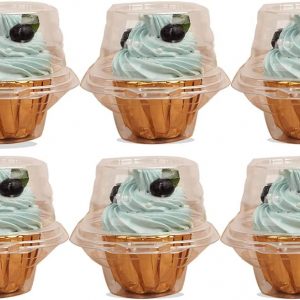 Single Cupcake Boxes -Individual Cupcake Container – Single Compartment Cupcake Carrier Holder Box – Stackable – Deep Dome – Clear Plastic – BPA-Free- (25)