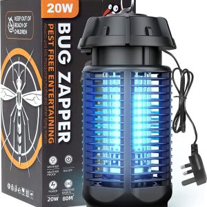 Auqatur Mosquito Killer Lamp 20W UV Electric Fly Zapper Waterproof Light Portable Bug Zapper, Moth, Gnat, Flies Pest Control Repeller Catcher with Standard UK Plug for Indoor, Black-2