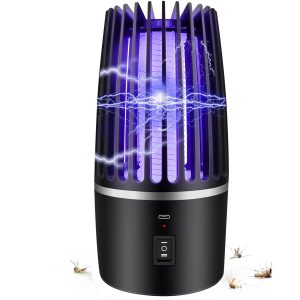 YurDoca Mosquito Killer, Bug Zapper, 2 in 1 Portable Electric Mosquito Killer, Rechargeable Electric Fly Killer Indoor for Home Use, Portable Fly Catcher Killer Electric for Indoor Outdoor, Black-d