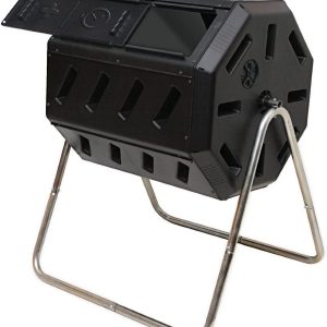 FCMP Outdoor IM4000 Dual Chamber Tumbling Composter (Black) Canadian-Made, 100% Recycled Resin – Outdoor Rotating Compost Tumbler Bin for Garden, Kitchen, and Yard Waste