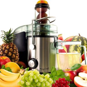 MegaChef Wide Mouth Extractor Juice Machine with Dual Speed Centrifugal Stainless Steel Juicer, 3.5 Cup, Chrome Silver