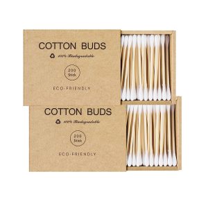 Bamboo Qtips Cotton Swabs With Wooden Sticks Q Tips For Ears Swabs 400 Count Organic Cotton Buds