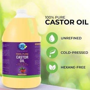 100% Pure Castor Oil – Cold-pressed, Unrefined, Hexane-free – Premium Quality – USP Grade (1 Gallon)